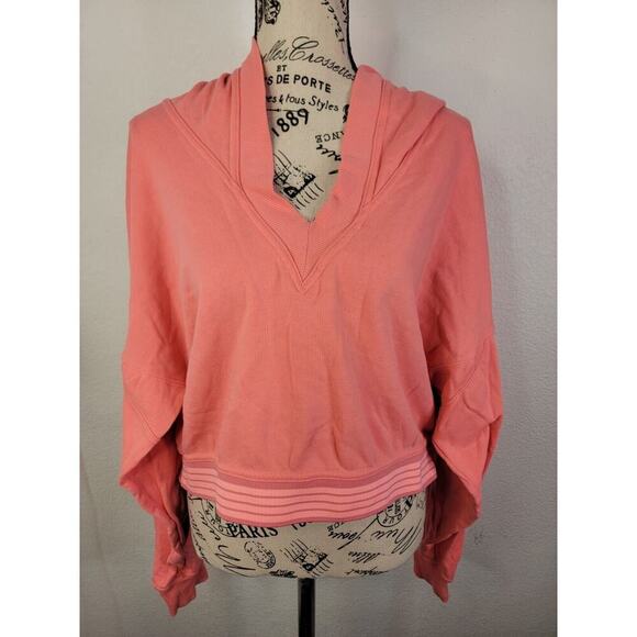 Free People FP Movement Hooded Crop Sweater Womens Large Long Sleeves Boxy - Picture 2 of 10